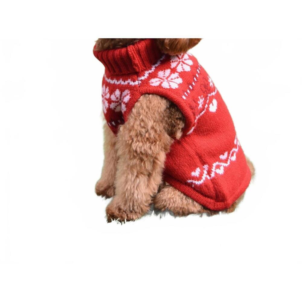 NEW LOVESHACKFANCY arindia dog sweater in red velvet truffle